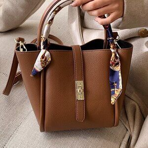 Brown Elegant Women's Bow Decor Old Money Mini Handle Bag
